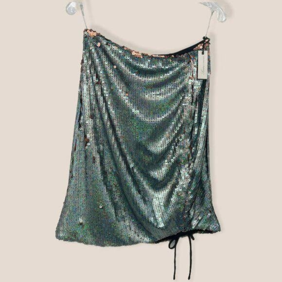 REVOLVE Lovers + Friends Sequin Blue Gold Skirt - Picture 2 of 8